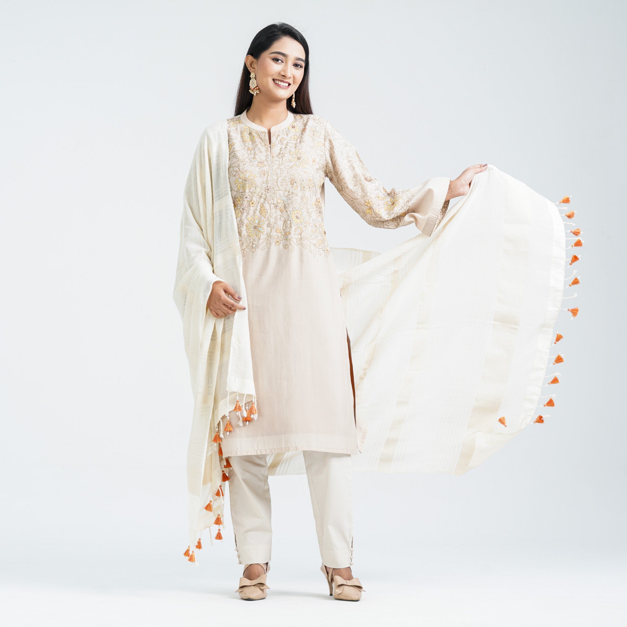 Women’s Beige Silk Three Piece Set thumbnail 3
