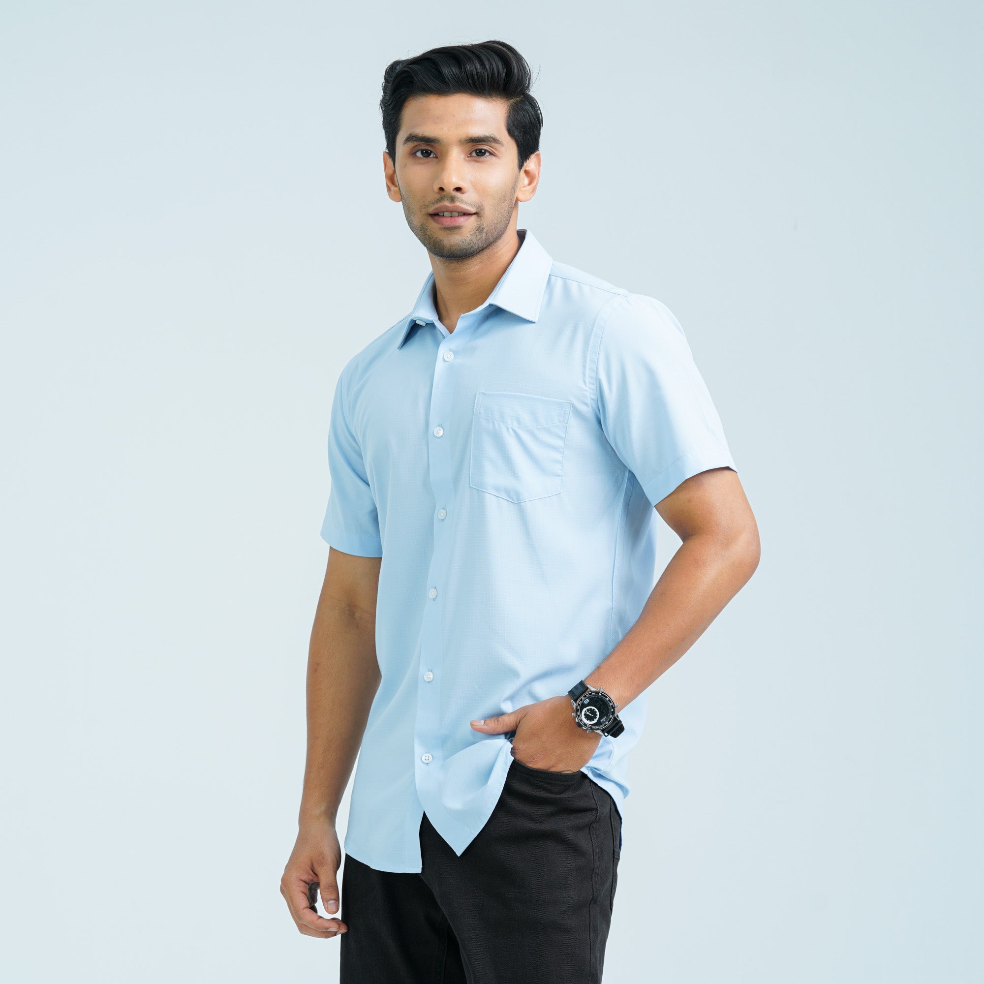 Men’s Sky Blue Casual Shirt thumbnail 6