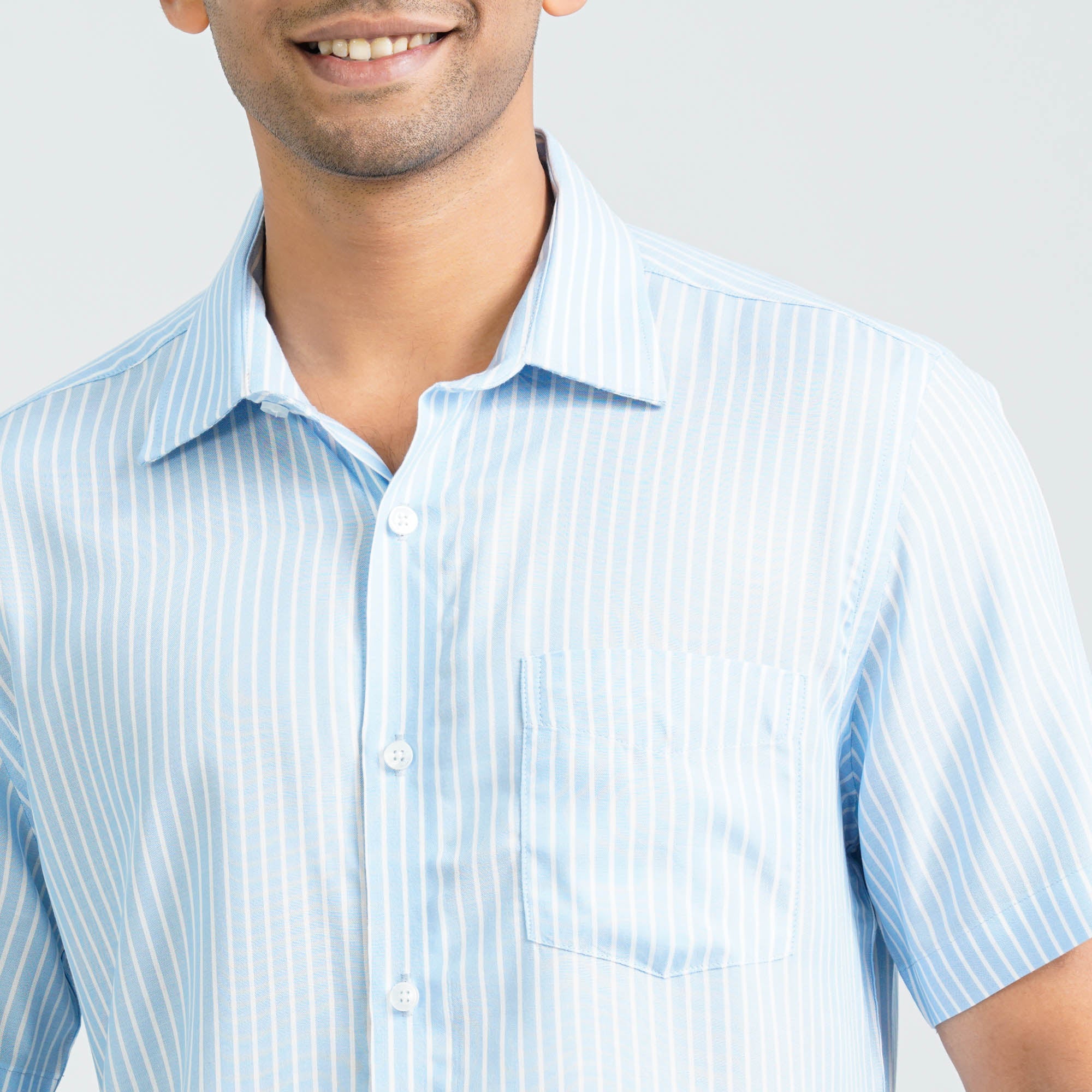 Men’s Blue Stripe Viscose Shirt thumbnail 2