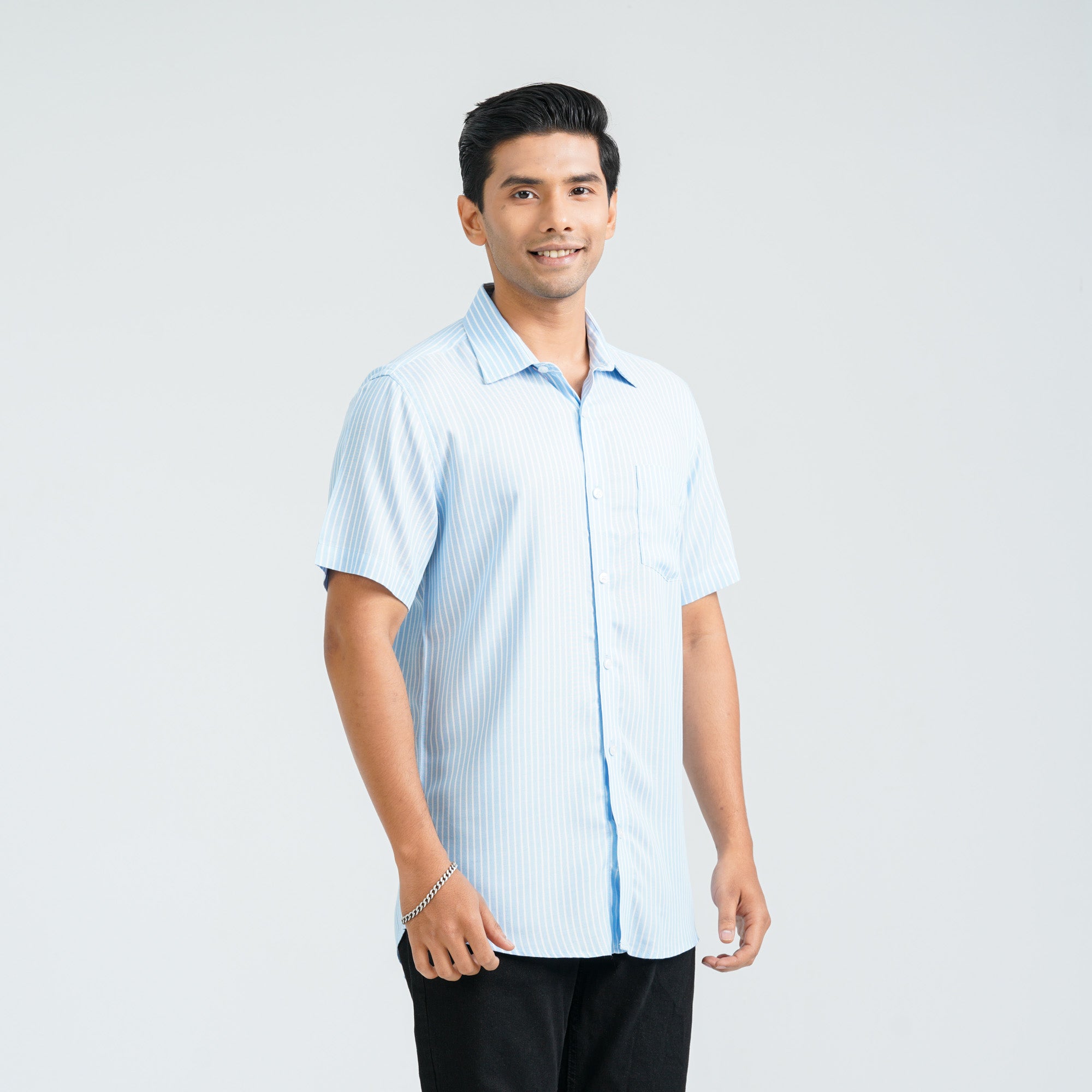 Men’s Blue Stripe Viscose Shirt thumbnail 5