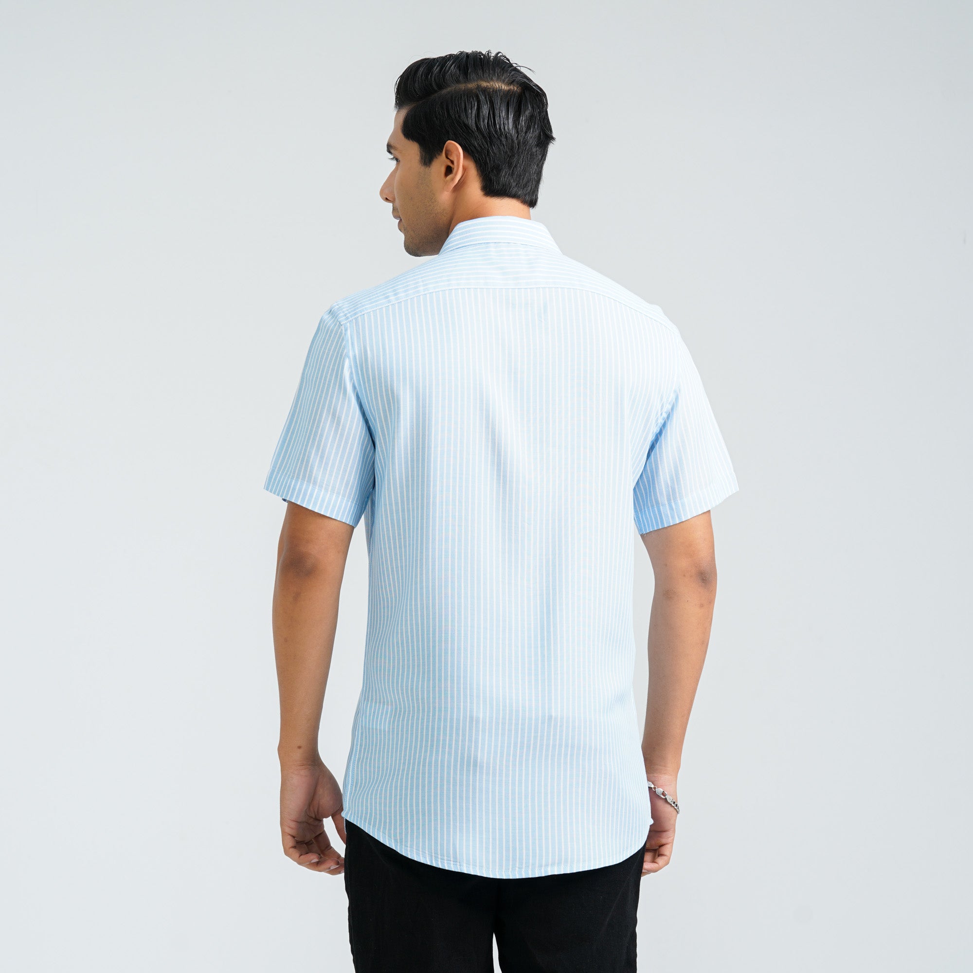 Men’s Blue Stripe Viscose Shirt thumbnail 4