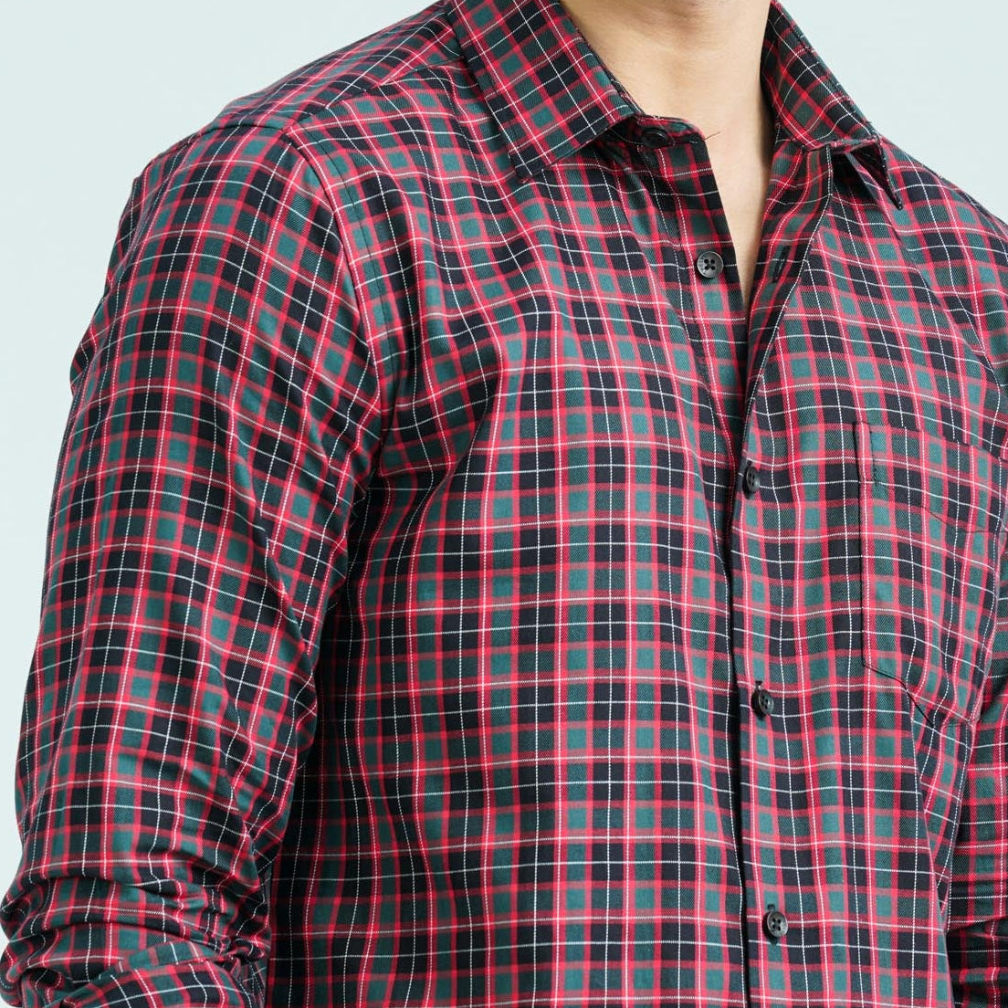 Men’s Green Red Casual Cotton Shirt thumbnail 2