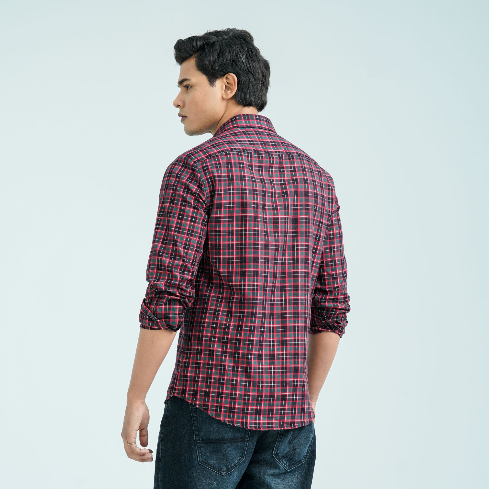 Men’s Green Red Casual Cotton Shirt thumbnail 4
