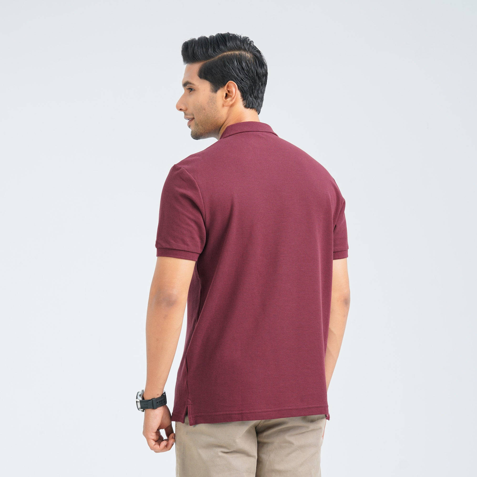 Men’s Maroon Cotton Polo thumbnail 3