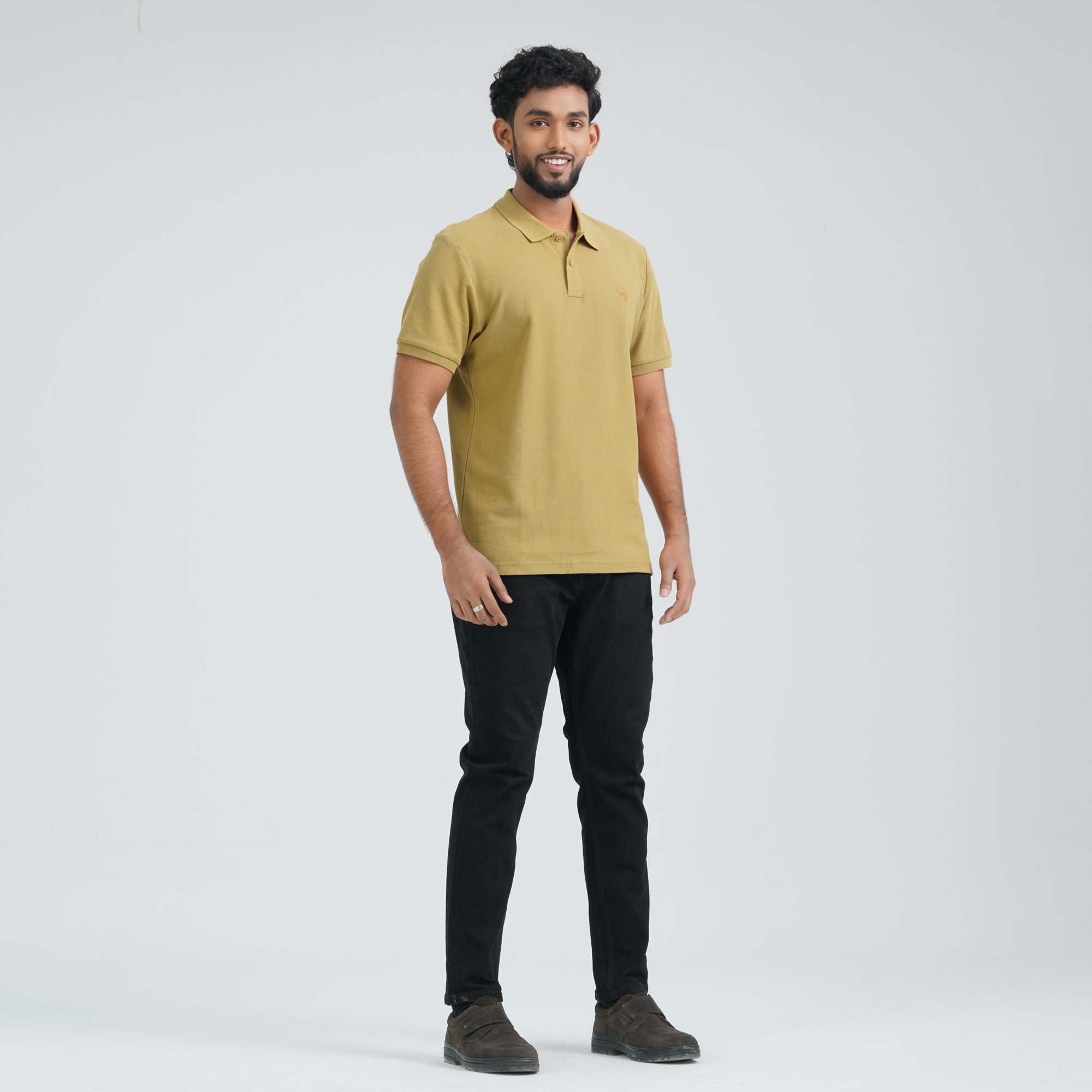 Men’s Olive Cotton Polo thumbnail 3