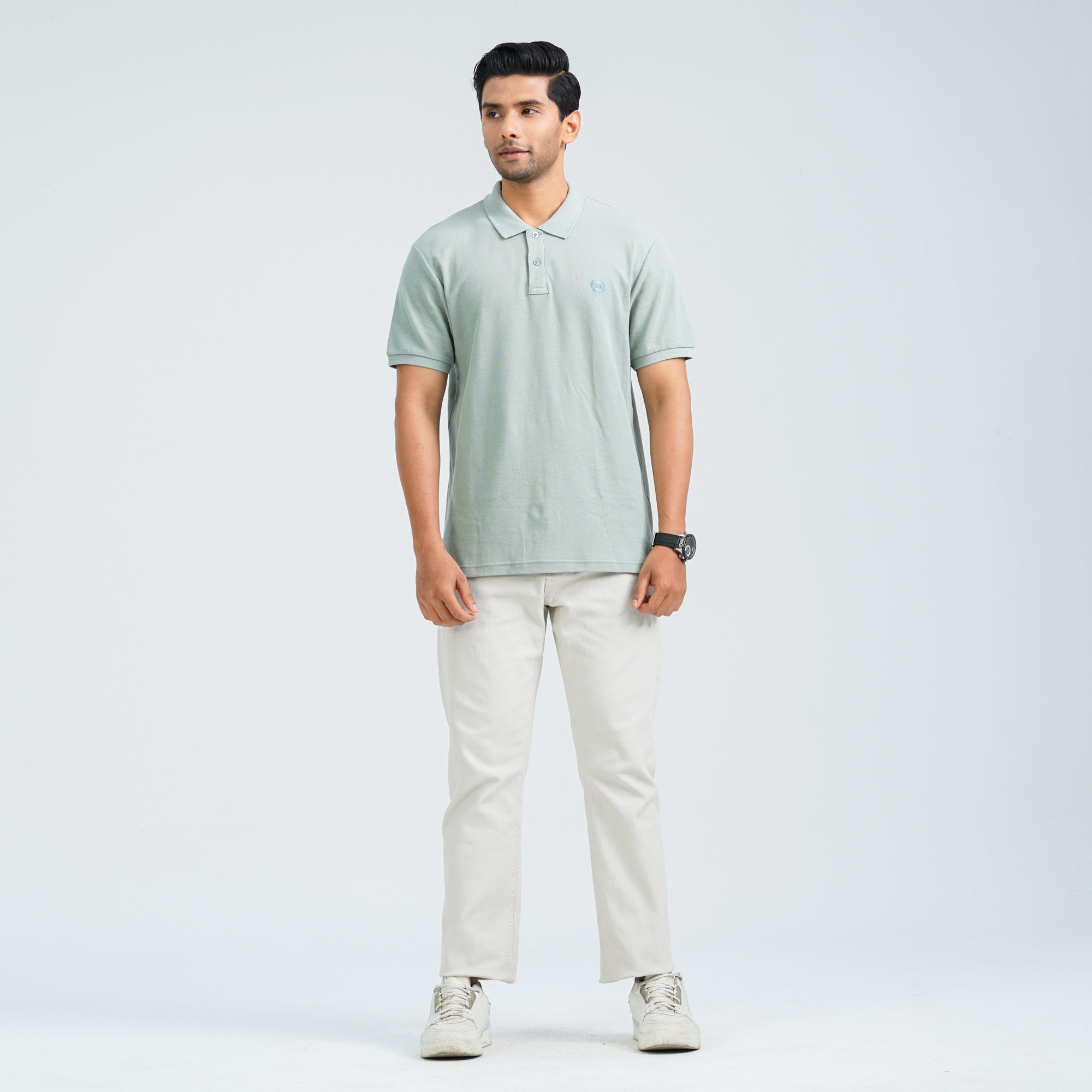 Men’s Green Cotton Polo thumbnail 3