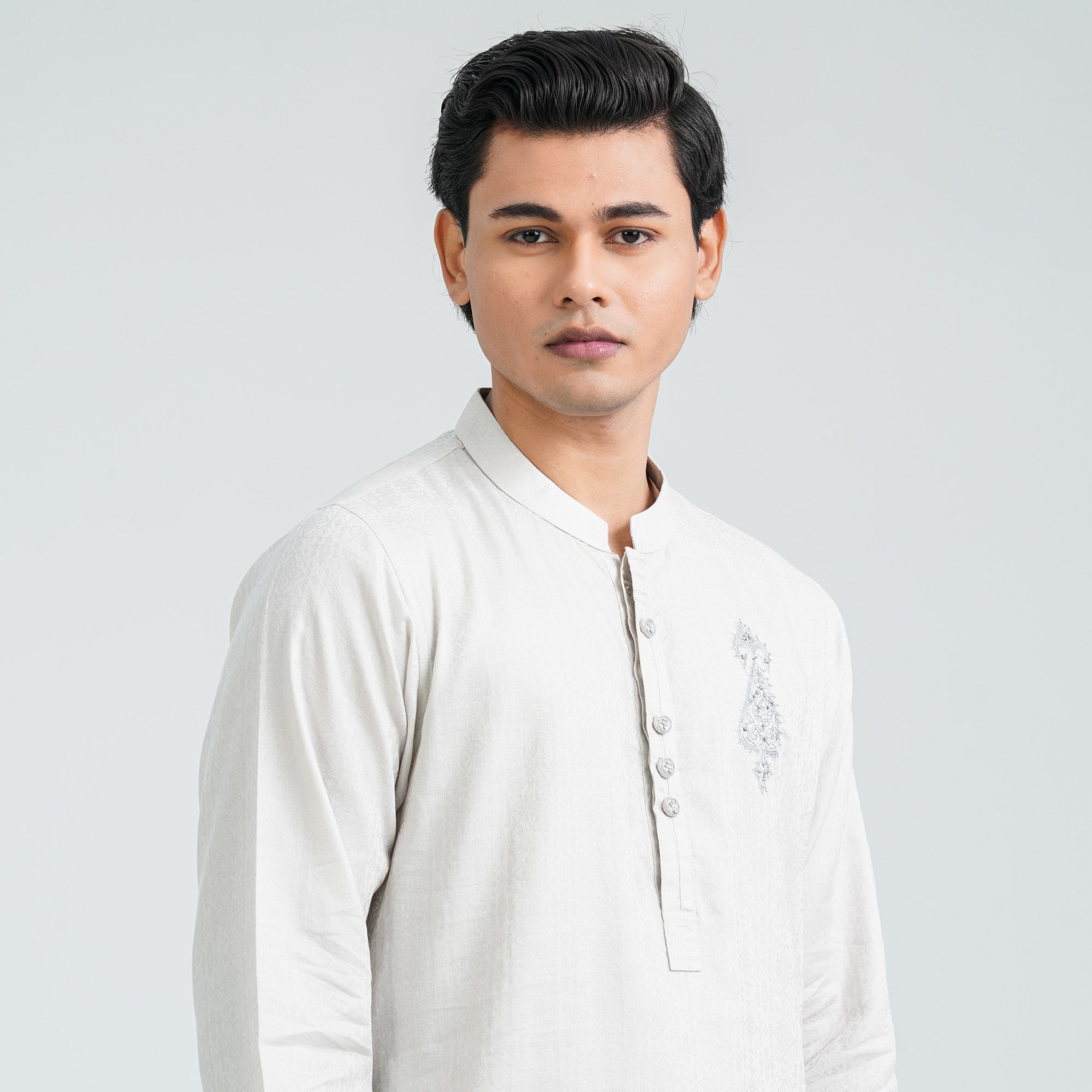 Men’s Light Grey Jacquard Panjabi thumbnail 3