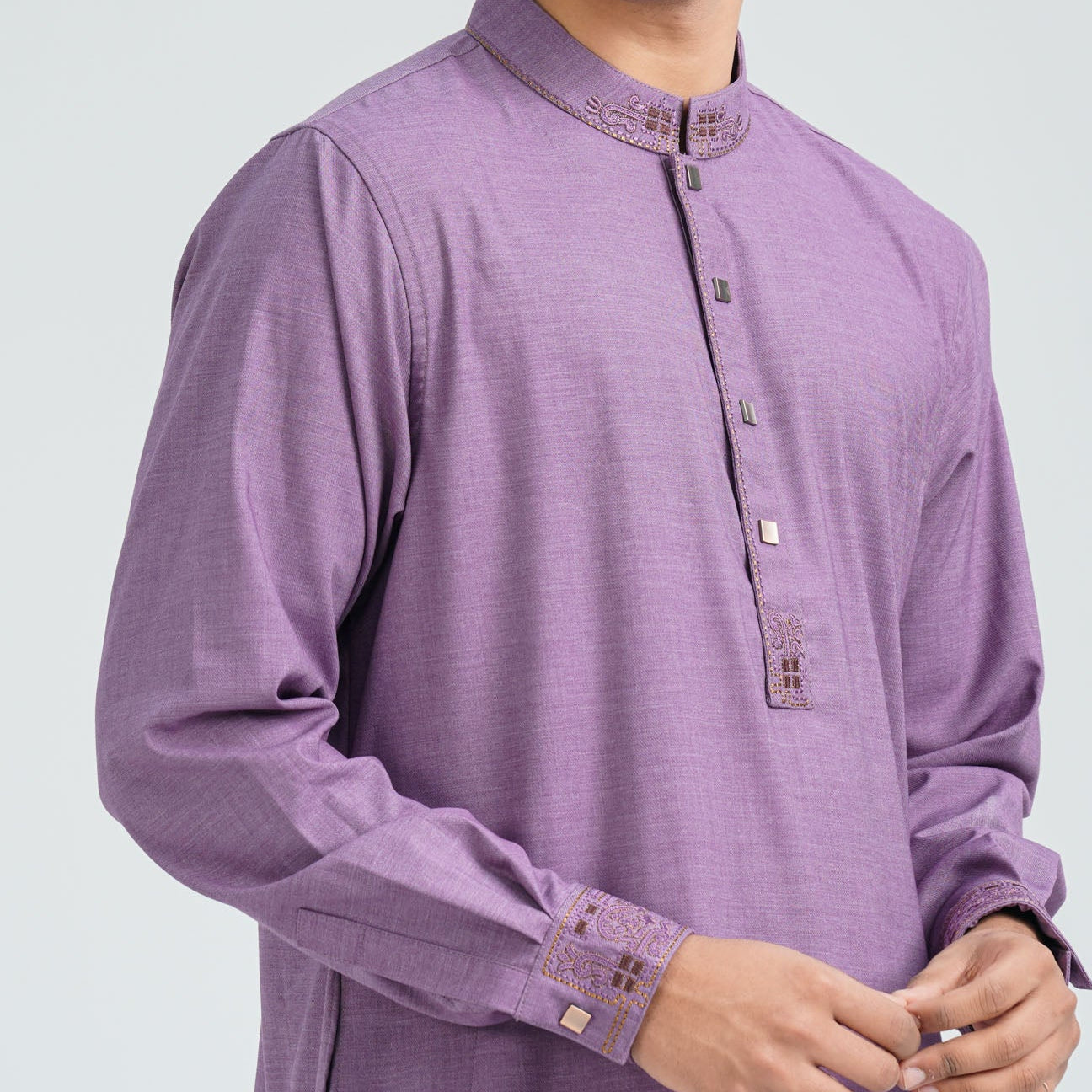 Men's Purple Embroidered Panjabi thumbnail 2