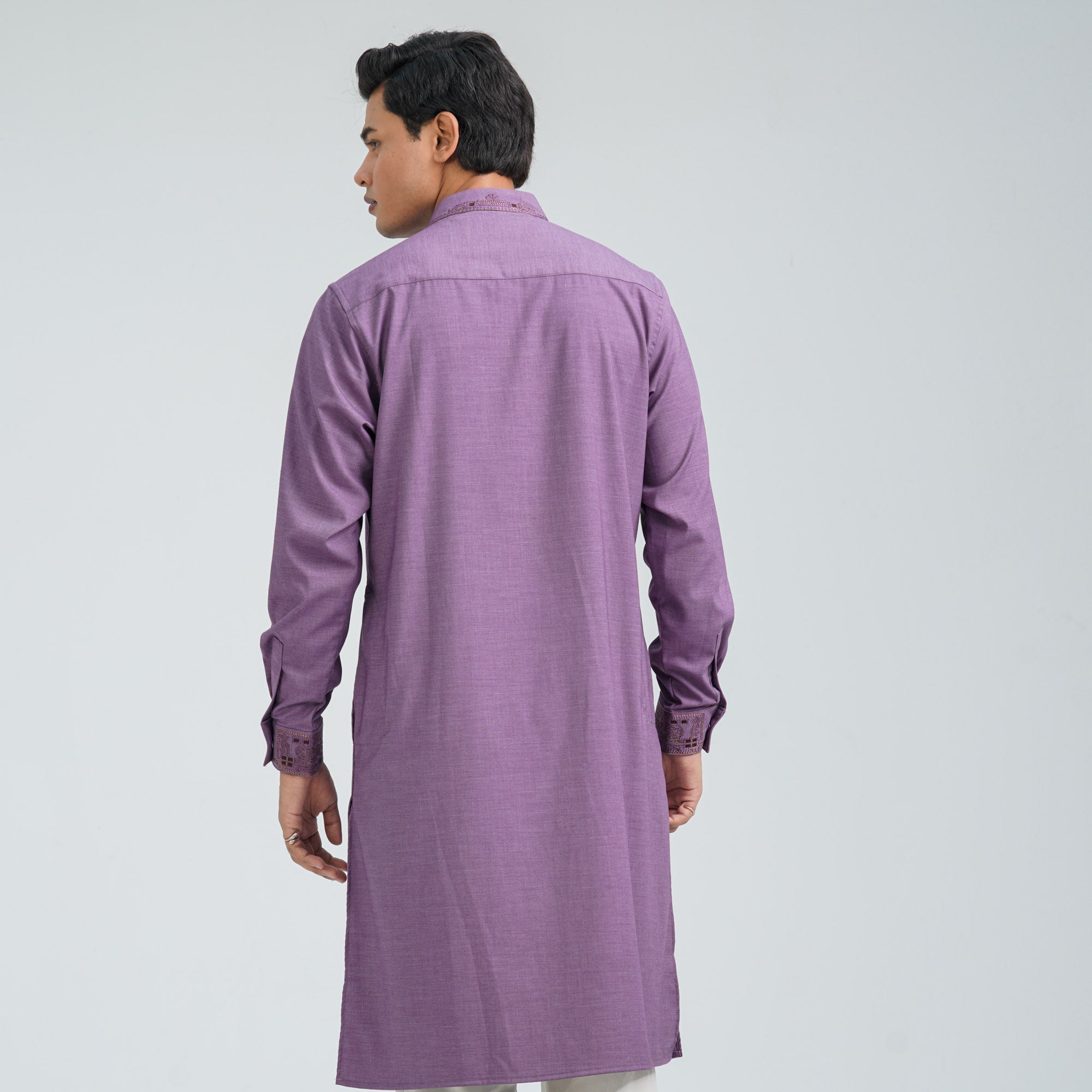Men's Purple Embroidered Panjabi thumbnail 3