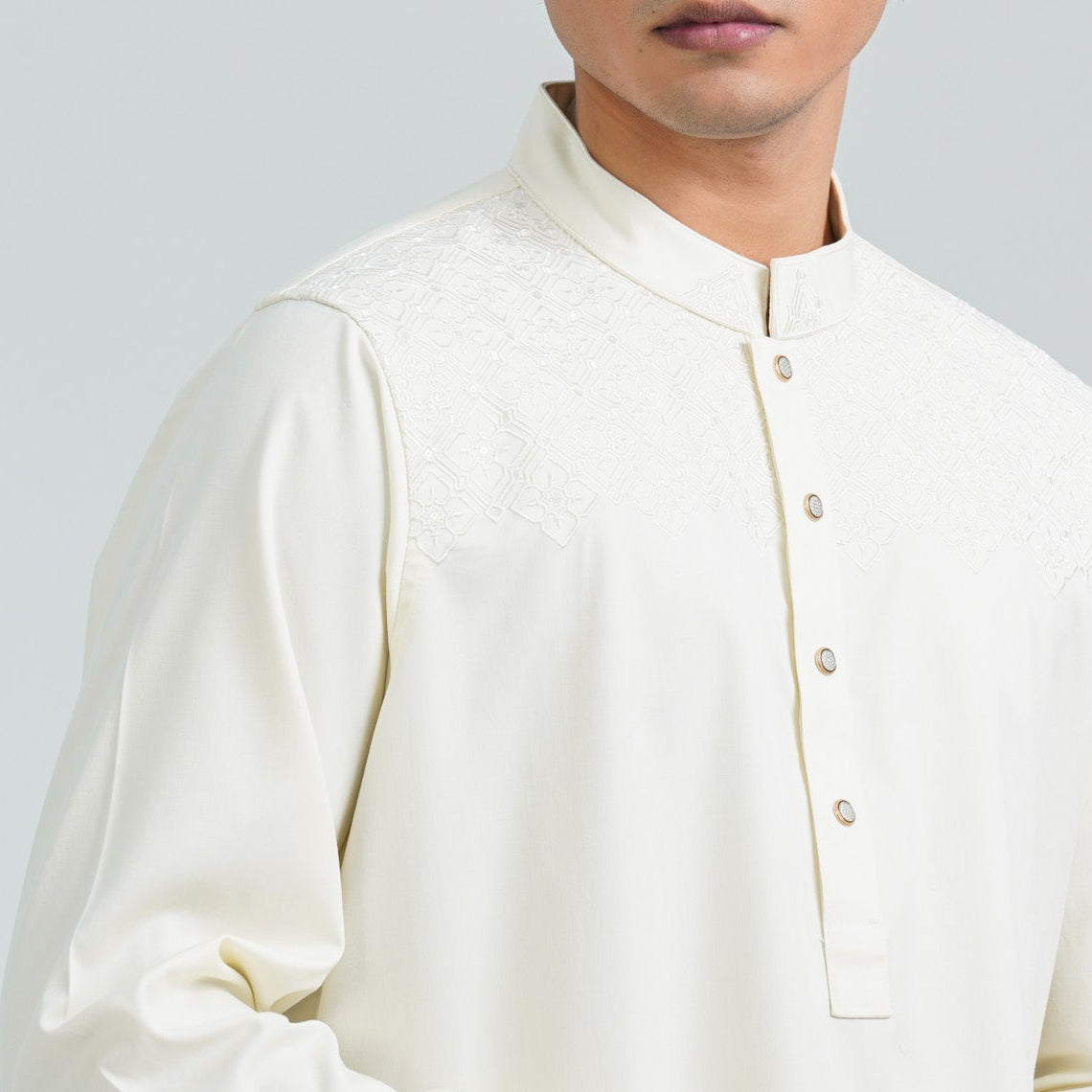 Men's White Embroidered Panjabi thumbnail 2