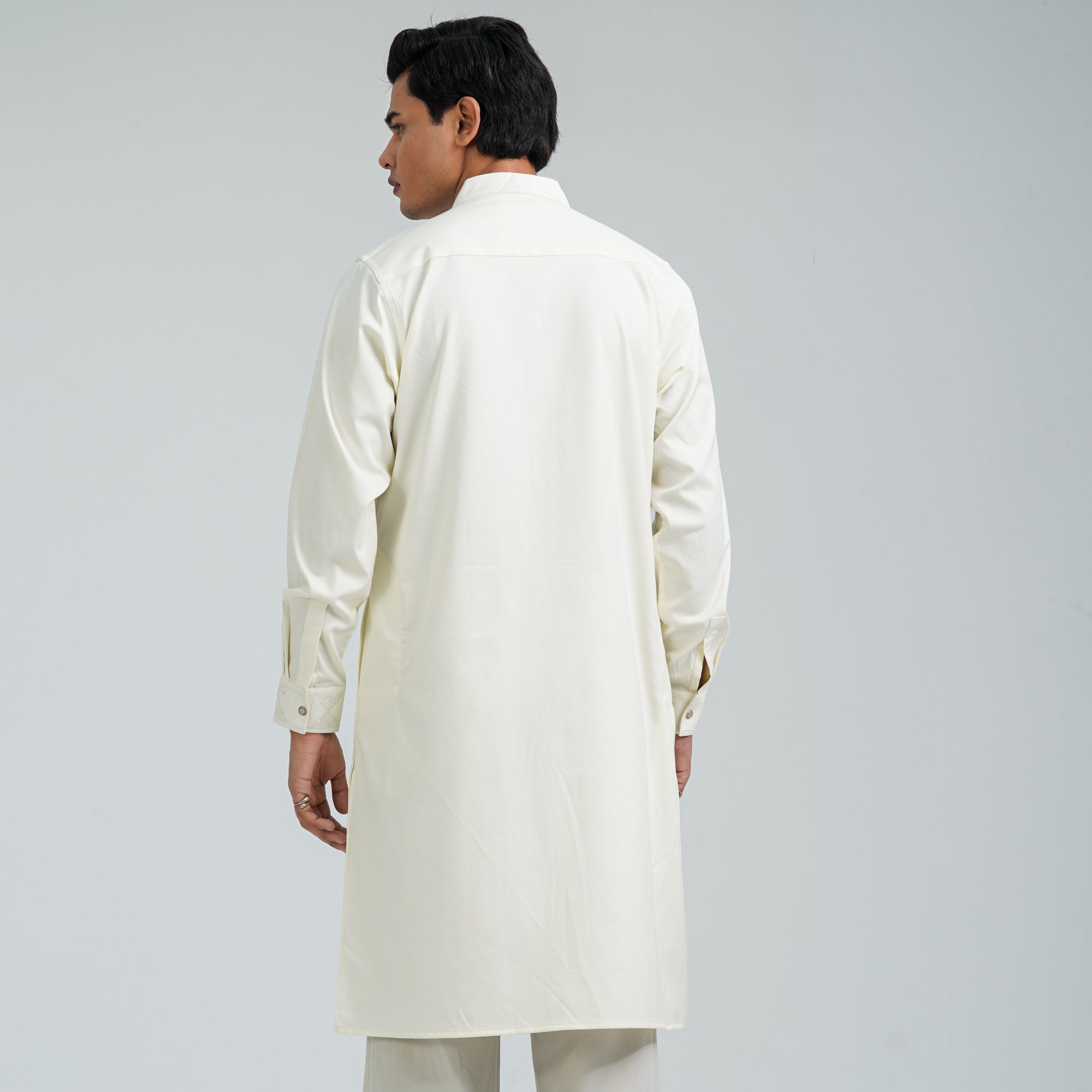 Men's White Embroidered Panjabi thumbnail 3
