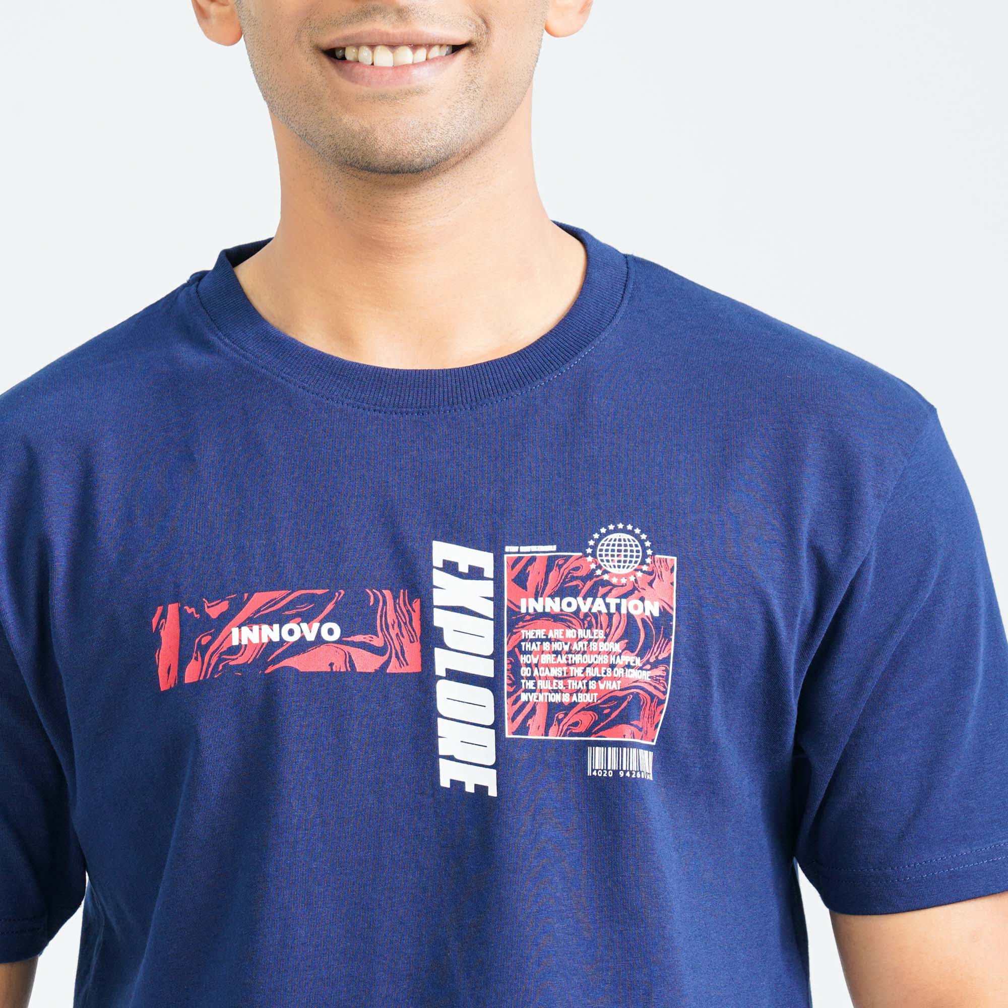Men's Cotton Blue T-Shirt thumbnail 2