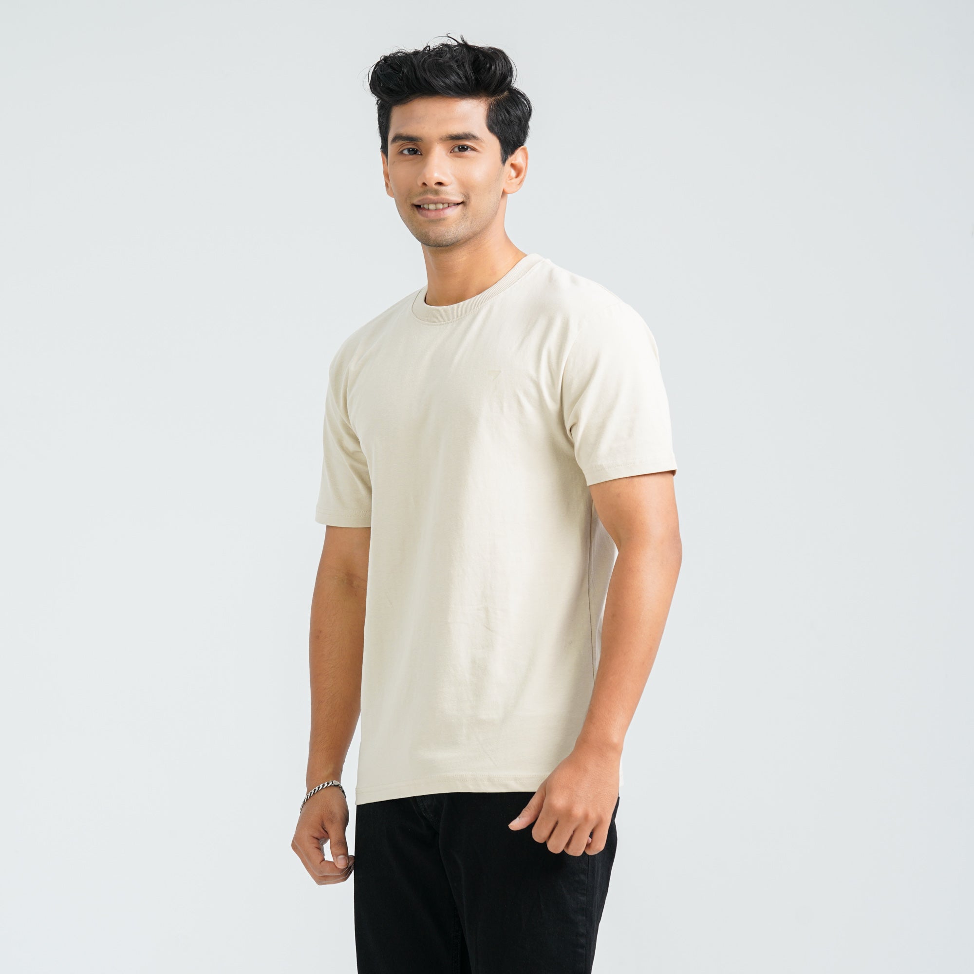 Men's Beige Cotton T-Shirt thumbnail 3