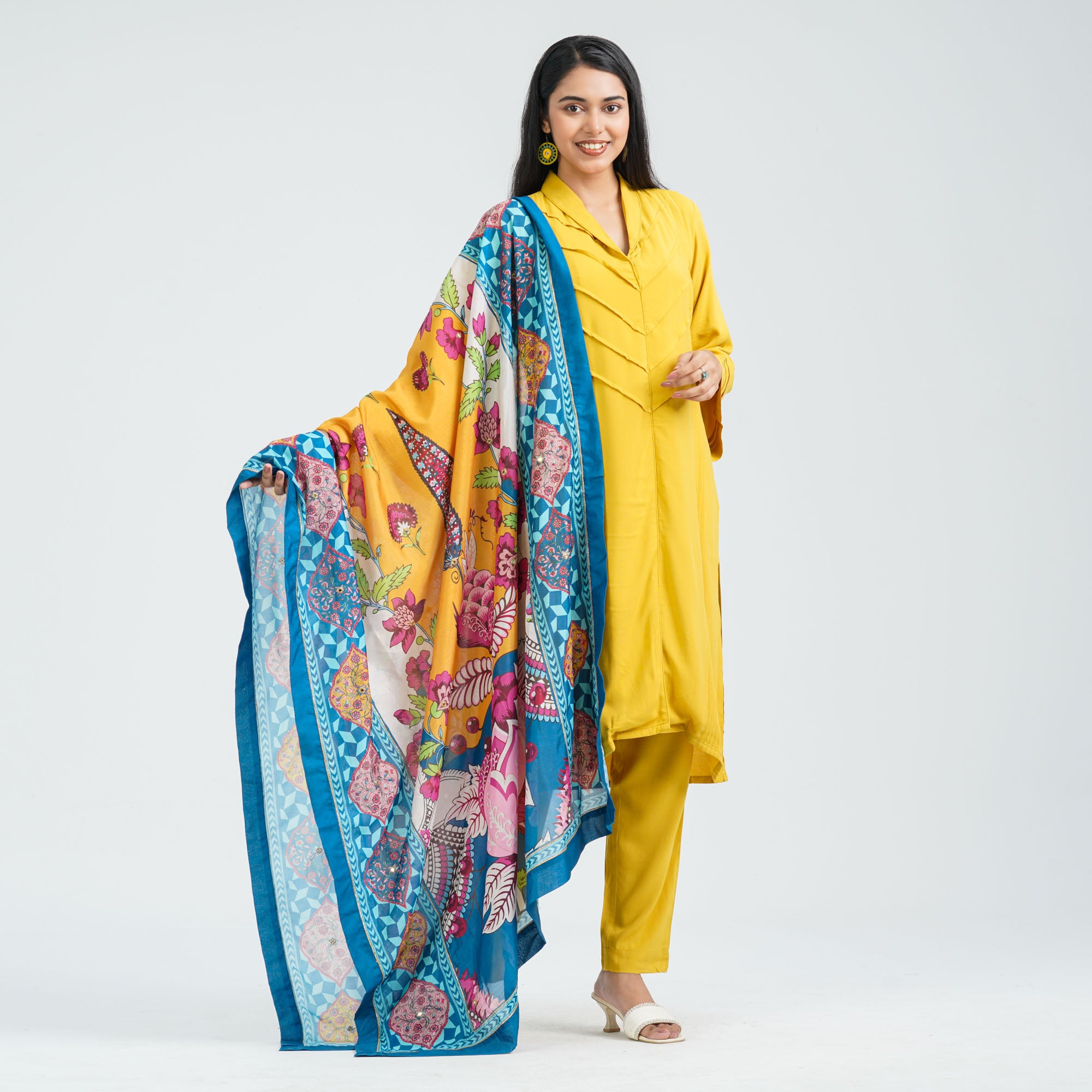 Women’s Mustard Viscose Three Piece Set thumbnail 3