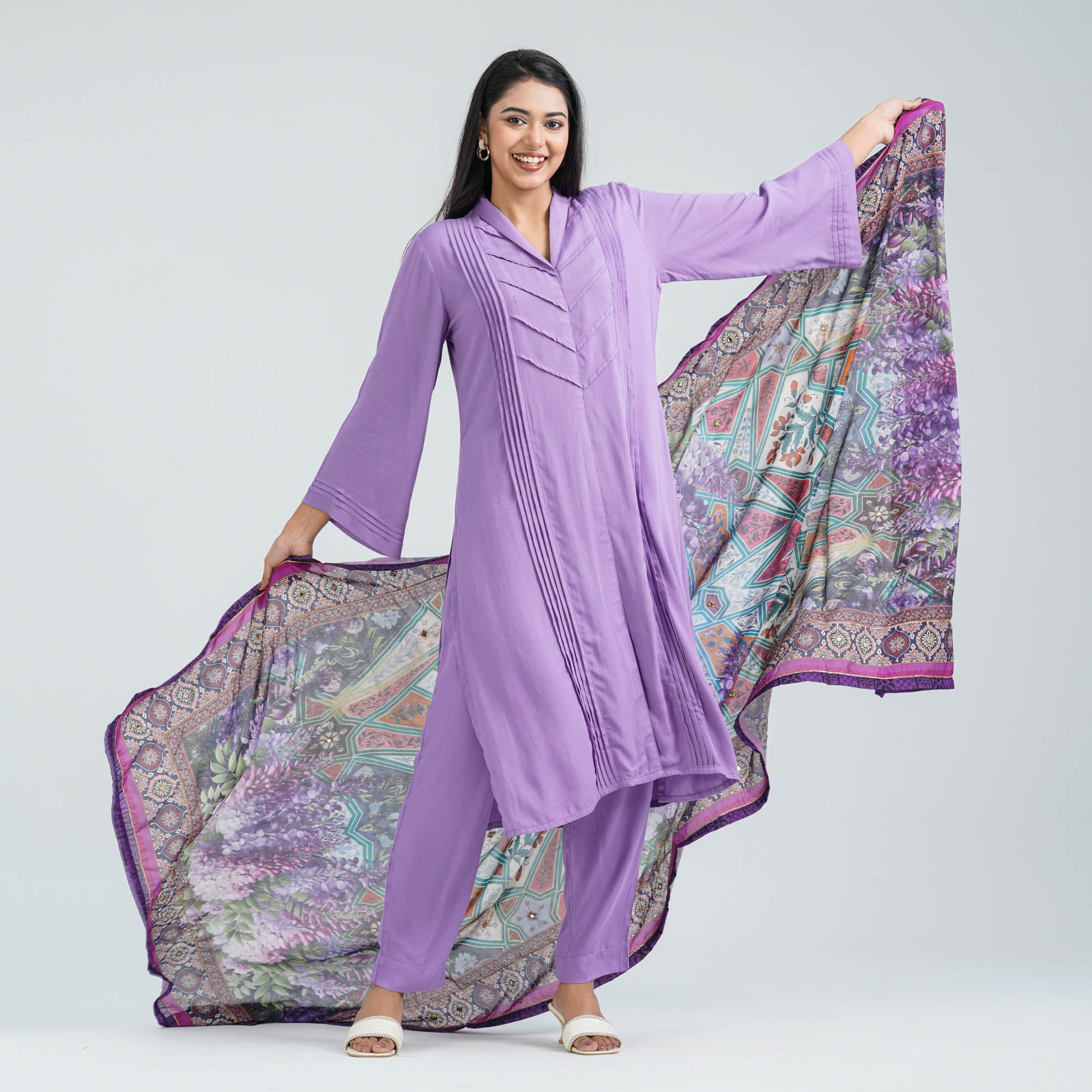 Women’s Lavender Viscose Three Piece Set thumbnail 3