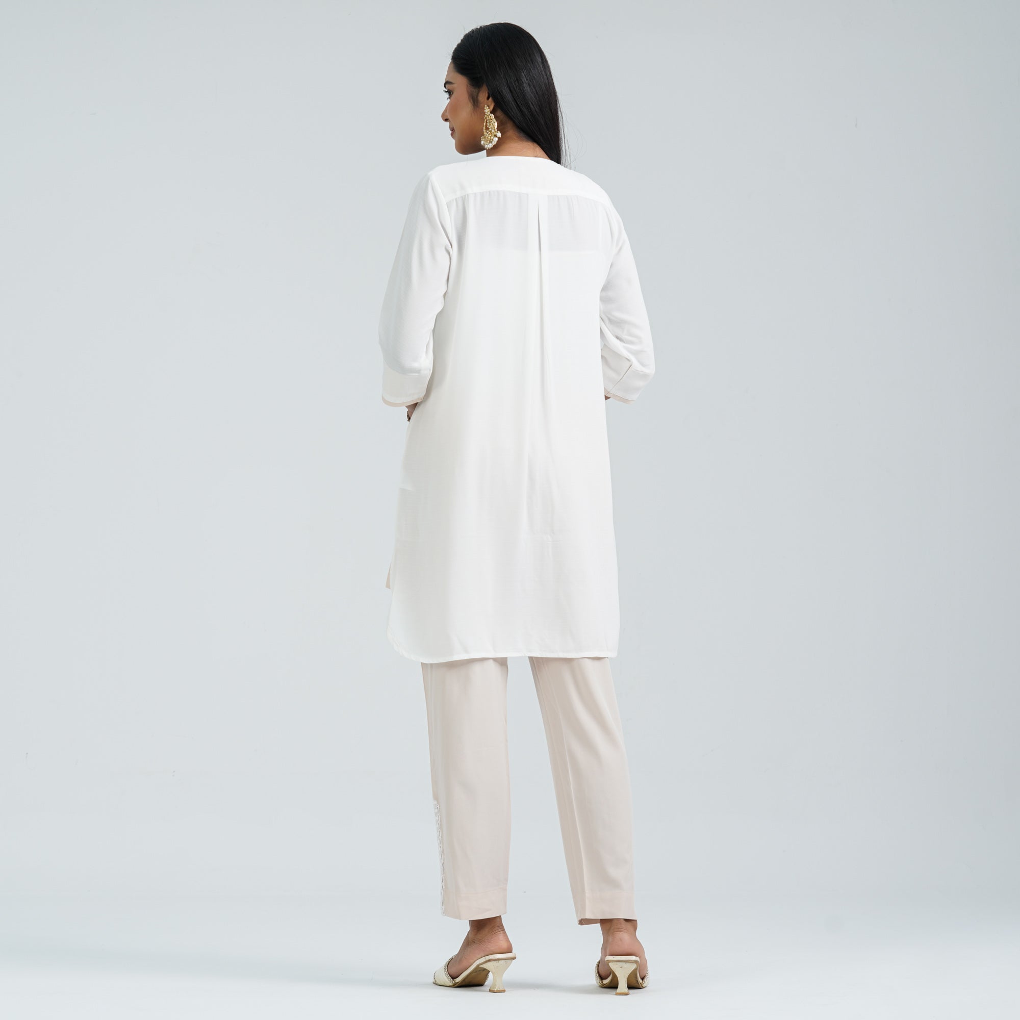 Women Off White Cotton Two Piece Set thumbnail 3