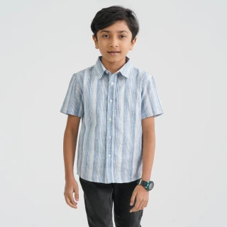 Baby Boy's White & Blue Cotton Shirt thumbnail 1