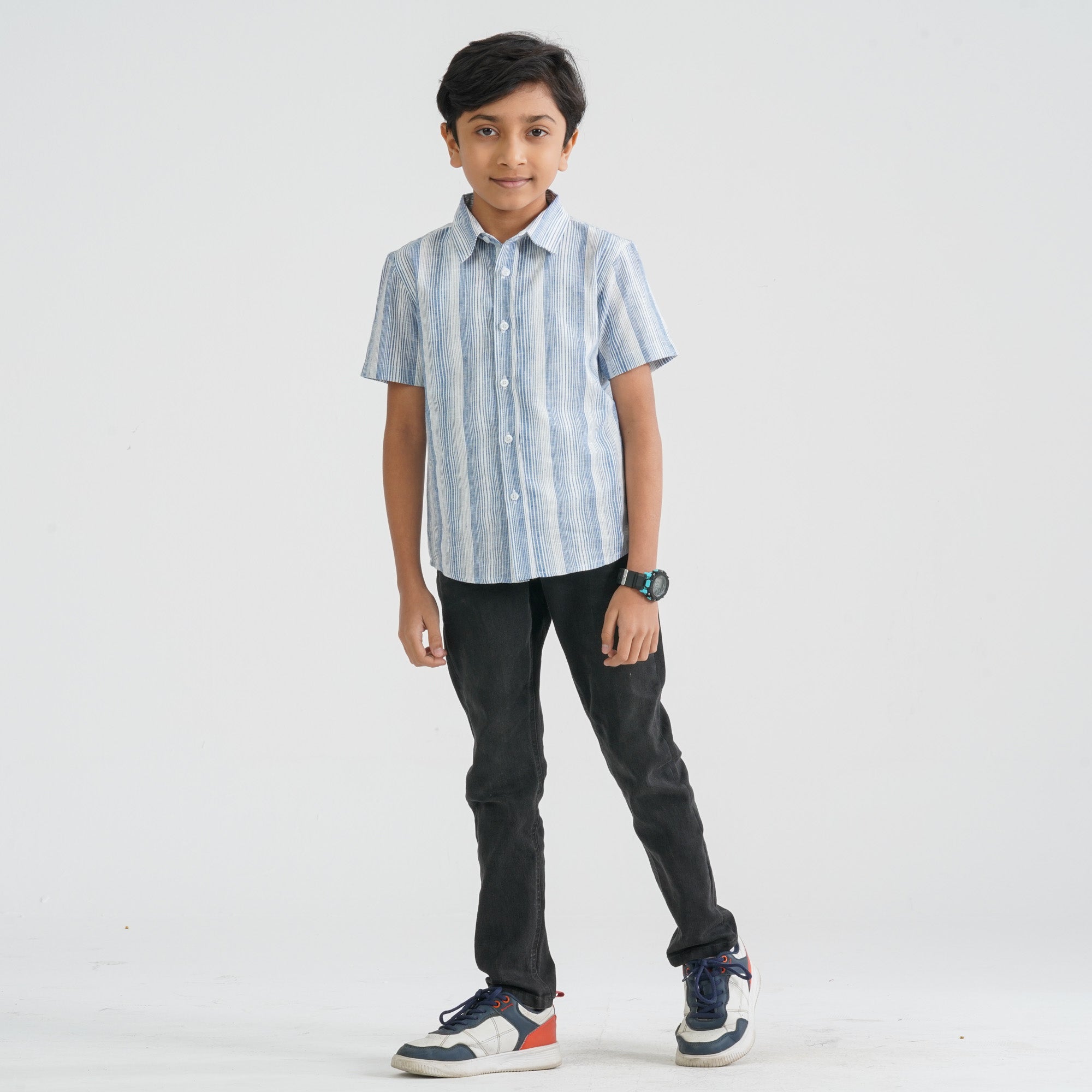 Baby Boy's White & Blue Cotton Shirt thumbnail 5