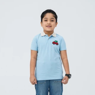 Baby Boy's Sky Blue Cotton Polo thumbnail 1