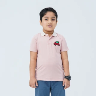 Baby Boy's Pink Cotton Polo thumbnail 1