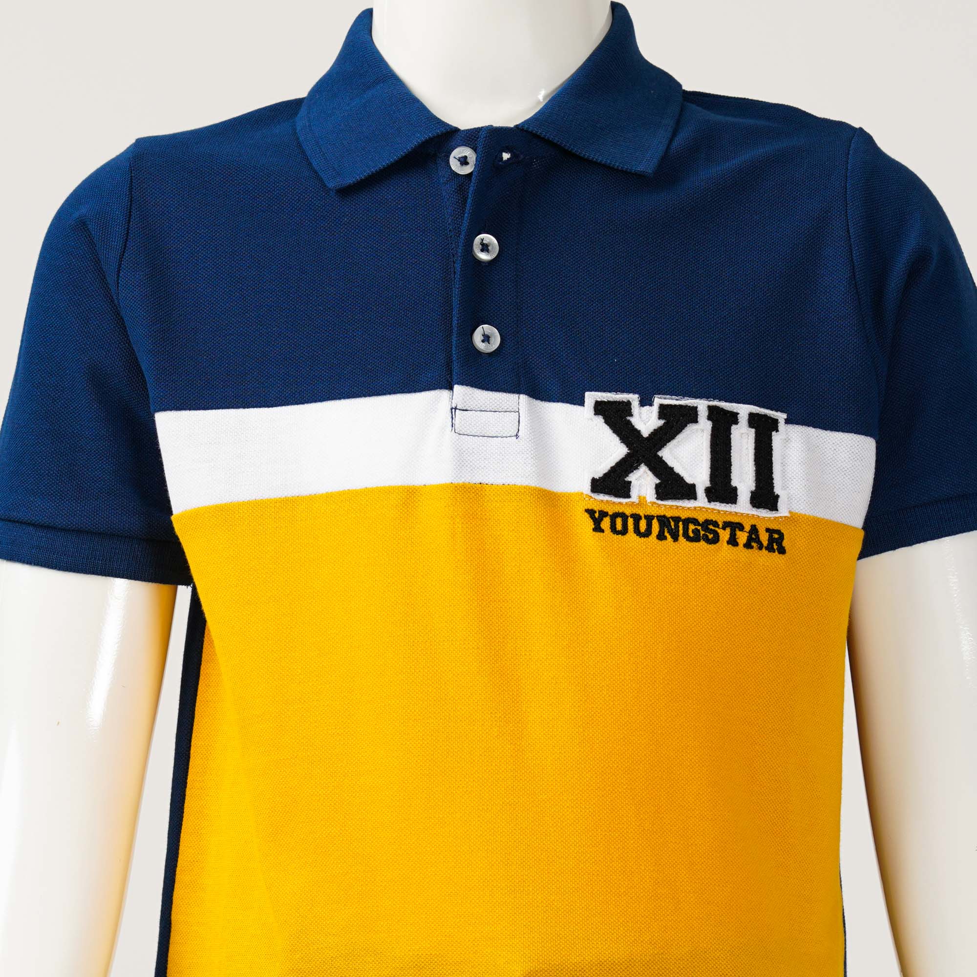 Boys Navy & Mustard Polo thumbnail 2
