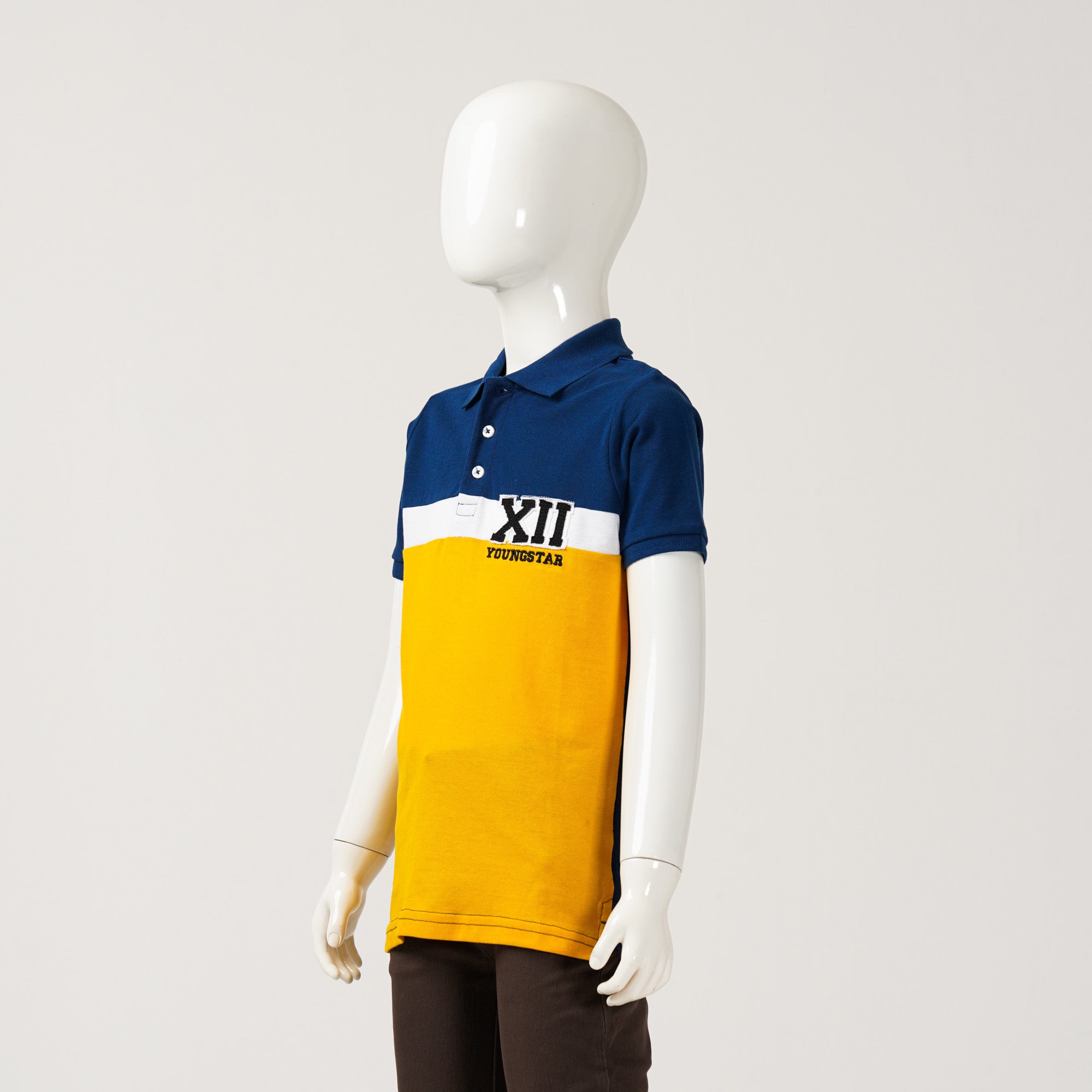 Boys Navy & Mustard Polo thumbnail 3