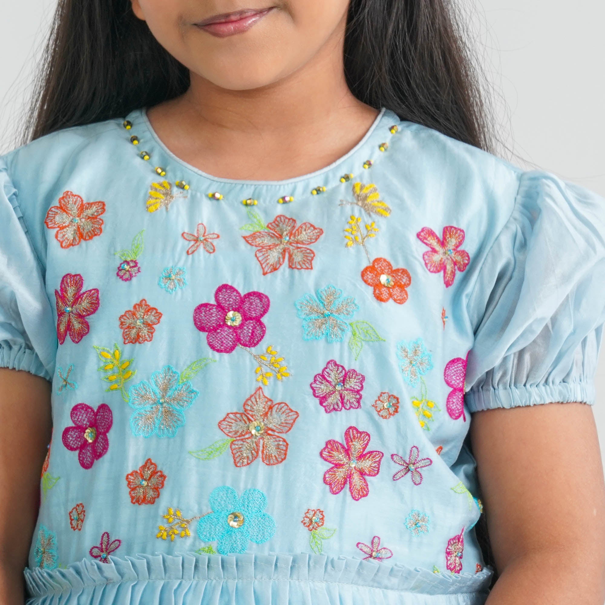 Girls Sky Shine Cotton Frock thumbnail 2
