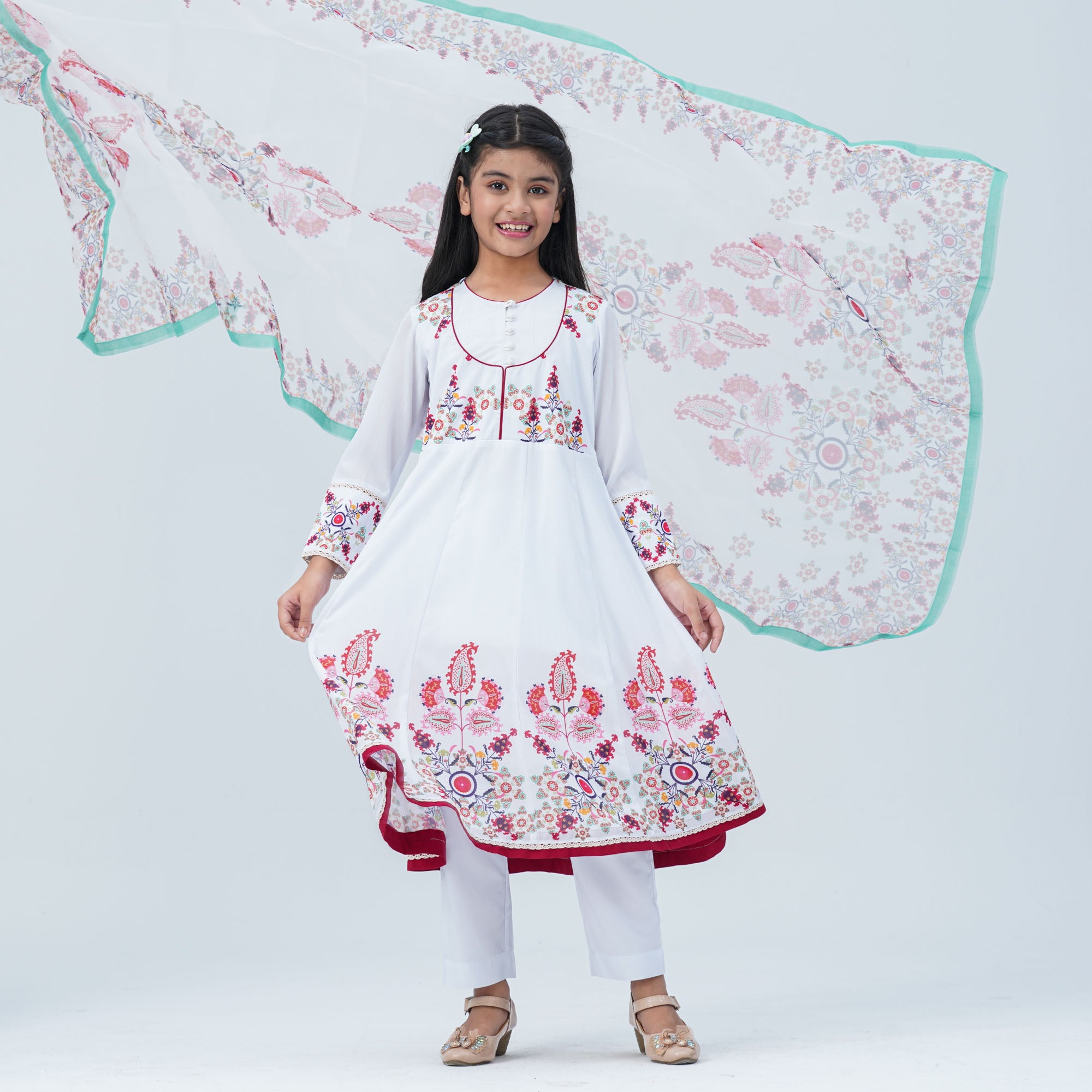 Girl's Floral Georgette Three Piece Set thumbnail 3