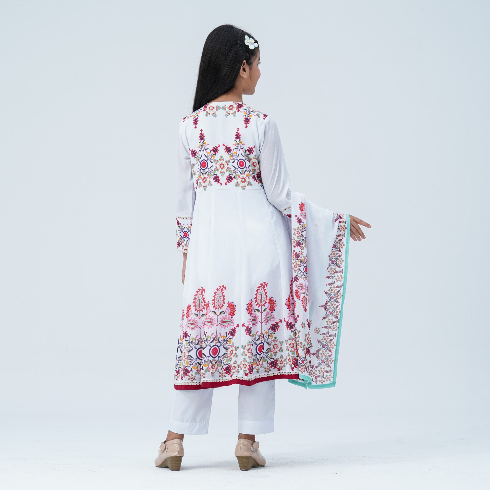 Girl's Floral Georgette Three Piece Set thumbnail 4
